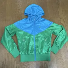 Nike フード付きウィンドブレーカー 青 緑 Sサイズ