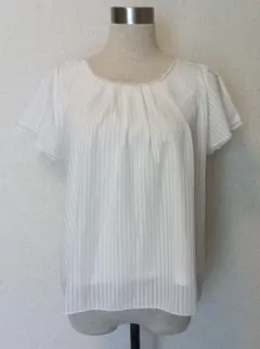 MISCHMASCHホワイトストライプパールネックブラウスミッシュマッシュ