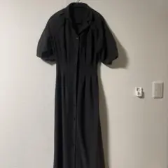 リゼクシー ブラック シャツワンピース 半袖 ロング丈
