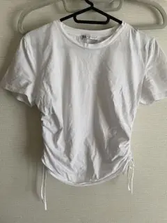 ZARAホワイト ドローストリング 半袖Tシャツ