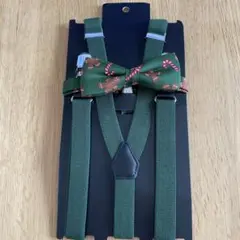 Ｈ＆Ｍサスペンダー＆ボウタイ ダークグリーン