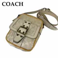美品 COACH ショルダーバッグ シグネチャー バックル キャンバス