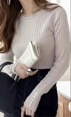 classicalelf リブニットトップス 薄いピンク