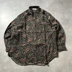 ヴィンテージ 花柄 総柄 アートパターン ブラック モード デザイン シャツ