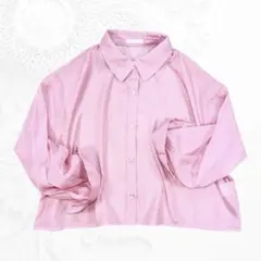 超美品 C•O•L•Z•A　シアーシャツ ショート丈ピンク 長袖 Sサイズのサムネイル