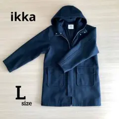 ikka メンズ　フード付きコート　ネイビー　L