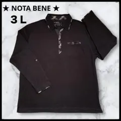 NOTA BENE ブラック長袖カットソー 3L 長袖ポロシャツ　大きいサイズのサムネイル