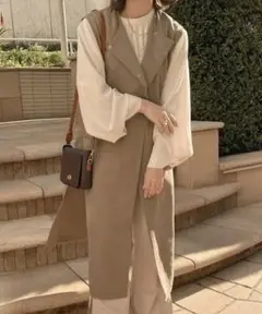 apresjour clair サイドボタンロングジレ