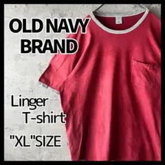 【希少】US古着 OLD NAVY リンガーTシャツ 胸ポケット 臙脂色 半袖