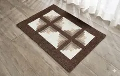 【ハンドメイド】パッチワーク ログキャビン マルチマット（約77×46cm）