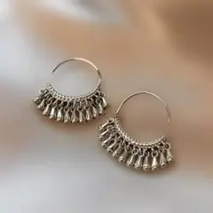 フレンチヴィンテージ風 透かし模様 シルバーピアス