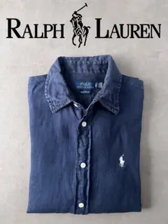 【リネン】POLO RALPH LAUREN リネン シャツ ネイビー XS Sのサムネイル