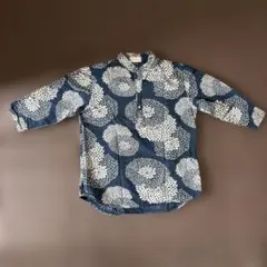 パラスパレス／日本製 藍染め インディゴ フラワープリントシャツ 半袖