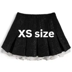 GRL インパン裏地付きフリルツイードプリーツミニスカート ブラック XS
