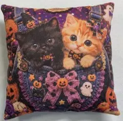 ハロウィン パネル生地猫ちゃん ミニクッション ハンドメイド