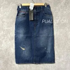 新品未使用　PUAL CE CIN デニムスカート　ダメージ　後ろゴム
