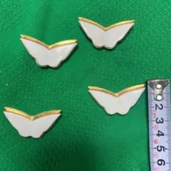 蝶型ワッペン 4個セット ホワイトゴールド