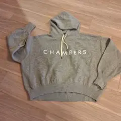イシカワラボCHAMBERS ロゴ入り グレー クロップドパーカーニットのサムネイル
