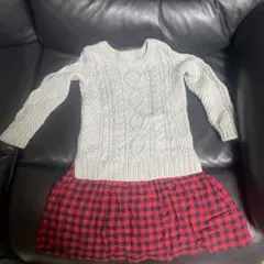 baby GAP 4歳用 ワンピース グレー×赤チェック