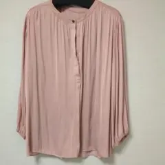 LES MUES ピンクプリーツシャツ LLサイズ