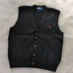 Polo by Ralph Lauren　 黒 ラムウール ニットベスト L