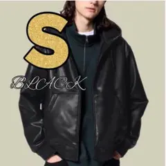 ✅新品 ブラック S ジーユー レザータッチパーカ