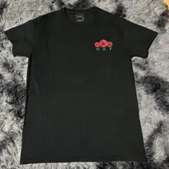 HUF Tシャツ ローズ トライアングルロゴ ブラック S
