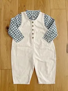 ギンガムチェック×ロンパースセット