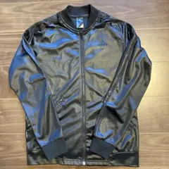 adidas トラックジャケット　三本ライン　ブラック　ラメ　メンズ　Lサイズ