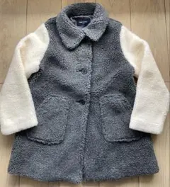 コムサフィユ　130センチ　ボアコート グレー/ホワイト 女の子