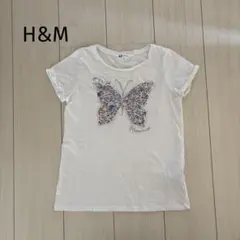 H&M✺スパンコール　Tシャツ✺蝶々✺130〜140cm