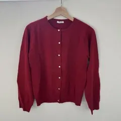 Honeys グラシア　ボルドー　長袖カーディガン　薄手ニット　ゴールドボタン