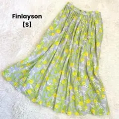 a1221＊フィンレイソン　花柄ロングフレアスカート【S】ウエストゴム　春夏