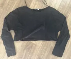 ZARA ザラ　クロップド　トップス　短丈　ブラック　コットン　Tシャツ S