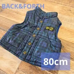 BACK&FORTH キッズ アウター 中綿ベスト チェック 80cm 防寒 紺