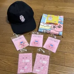 おぱんちゅうさぎ　ブラック帽子 キャップ　ハンドタオル ワッペン　ネイルシール