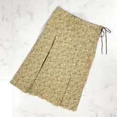 美品 0044 小花柄コットンフレアスカート ベージュ サイズ38*CD221