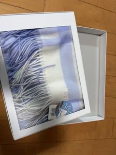 FURLA ストライプ柄マフラー 水色系 箱入り