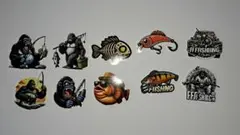 釣りテーマのゴリラステッカーセット 10枚