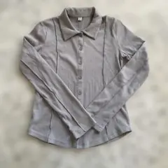 GU リブポロカーディガン グレー M