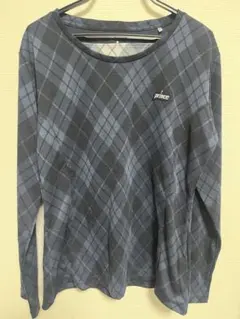 Prince プリンス テニスウェア 長袖 Tシャツ L 紺 グレー チェック