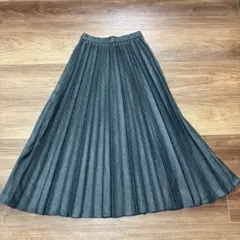 GLOBAL WORK プリーツスカート ダークグレー M ヘリンボーン