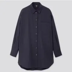 ユニクロ【M】ロングシャツ チュニック コットン100%／オーバーサイズシャツ