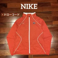 NIKE ナイロンジャケット オレンジ×ホワイト 刺繍ロゴ 蜘蛛 ドローコード