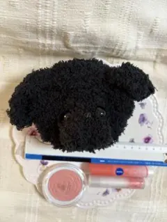 犬型ファーコインケース 黒