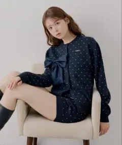 Chico 未使用タグ付き リボンコンパクトニットカーディガン