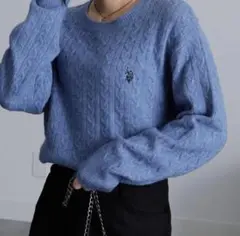 U.S.POLO ASSN.　ワンポイントケーブルニット