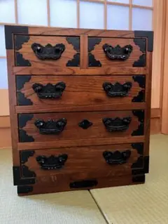 アンティーク 木製 3段チェスト / 昭和レトロ 古道具 箪笥タンス