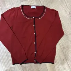 LODISPOTTOビジュー付きレッドカーディガン Mサイズ