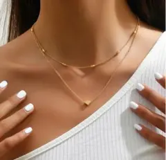 ゴールド 2連 ネックレス シンプルネックレス ハート 可愛い 華奢 値下げ